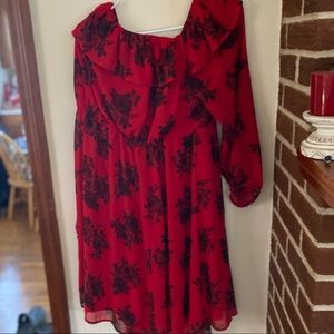 Torrid Red & Black floral dress Valentines Day